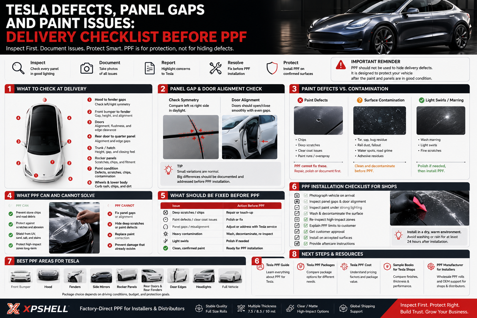 Ppf Defect Sample Tesla Defect Checklist - Panel Gaps, Paint Issues and PPF Prep | XPSHELL